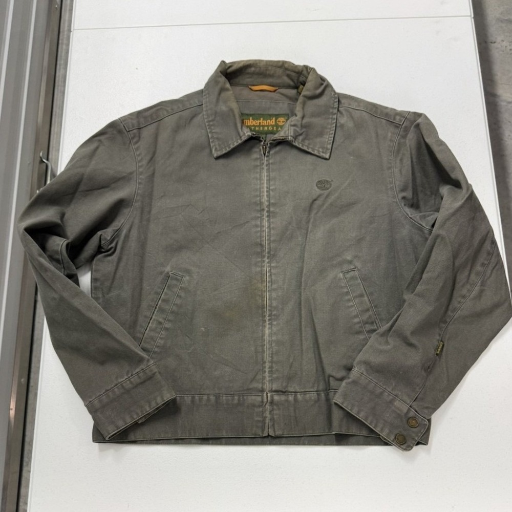 Timberland Canvas Jacket Mens S Olive Green Good Zip Up Weathergear Workwear